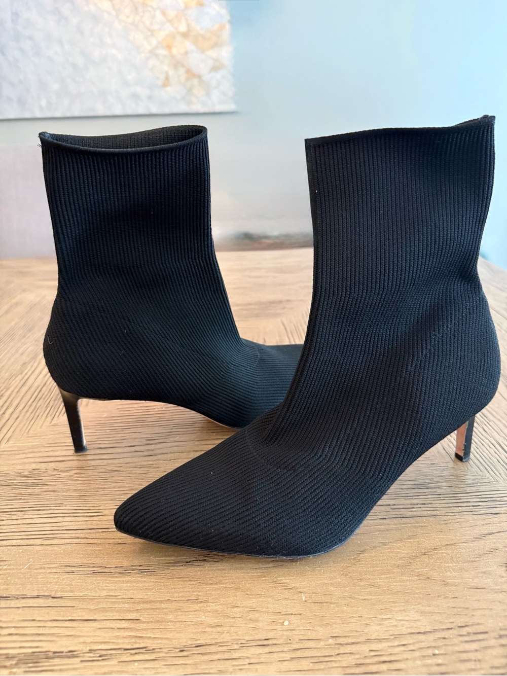 Veronica Beard Black Pointed Toe Sock Booties - Women 9.5